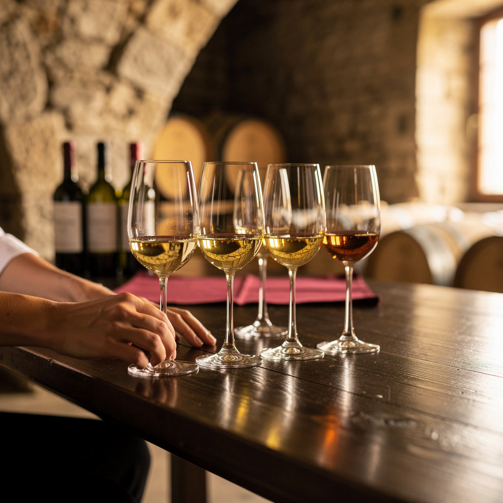 Hieronimi Wein WeinPur vergleichende Weinprobe mit Moselweinen in historischen Gewölbekellern